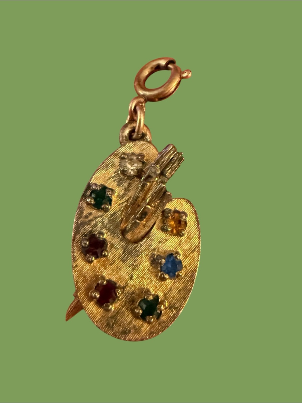Vintage MONET Artist’s Palette Charm Gold Tone Multicolor Rhinestones 1” - Picture 3 of 15